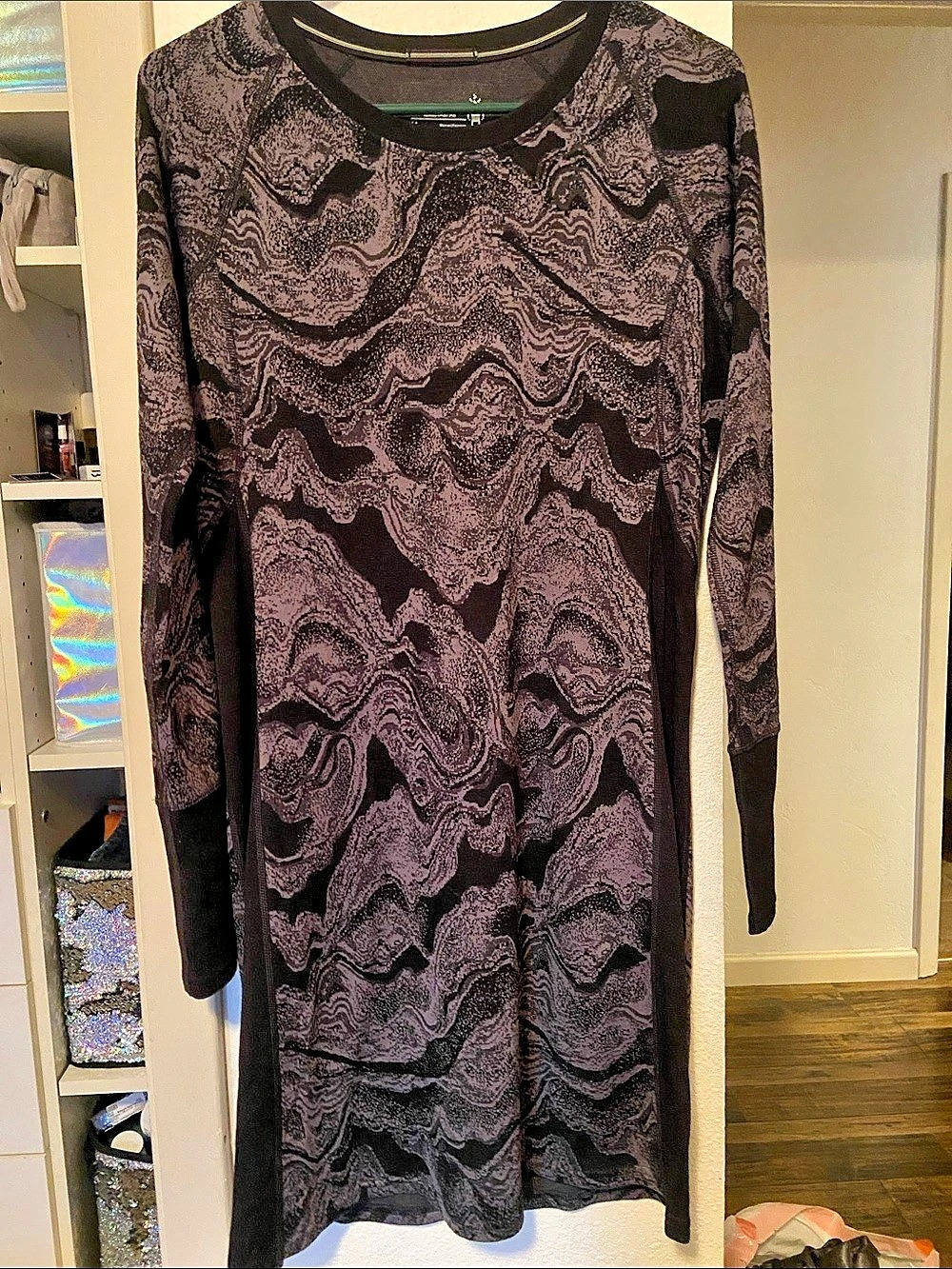 Smartwool Merino Sport 150 Abstract Long Sleeve Black & grey Size Medium